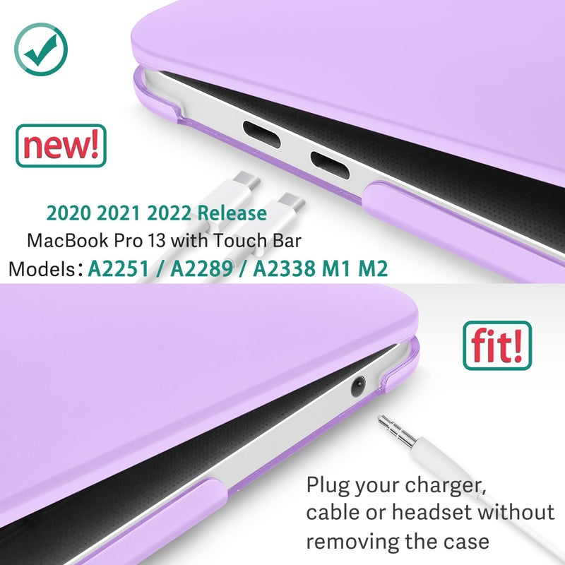 May Chen Compatible with MacBook Pro 13 inch Case 2022 2021 2020 Release Model A2338 M2 M1 A2251 A2289, Plastic Hard Shell Case with Keyboard Cover for MacBook Pro 13 Touch Bar Fits Touch ID, Purple - Image 2